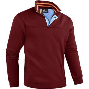 ZITY Mens Quarter Zip Pullover Fleece Lined Long Sleeve Casual Sweatshirts with Side Pockets(Wine Red)