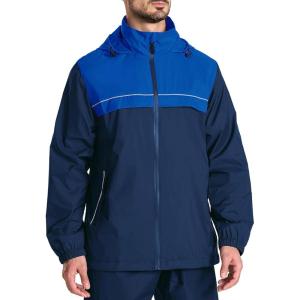 ZITY Men’s Rain Jacket Waterproof with Hood Lightweight Windbreaker Jacket for Men Breathable Mesh Raincoat for Hiking Golf(Dark Blue/Light Blue)