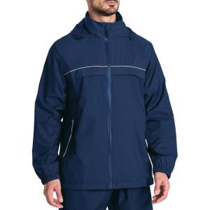 ZITY Men’s Rain Jacket Waterproof with Hood Lightweight Windbreaker Jacket for Men Breathable Mesh Raincoat for Hiking Golf(Navy Blue)