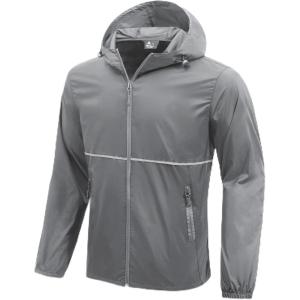 ZITY Men’s Rain Jacket Waterproof with Hood Lightweight Windproof Raincoat for Golf Hiking Camping Cycling(Grey)