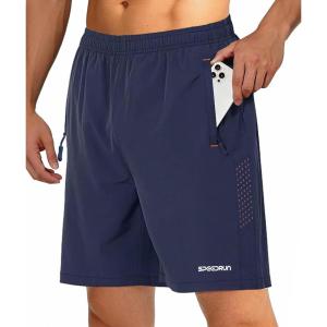 ZITY Men’s Running Athletic Shorts with Zipper Pockets 7″ Lightweight Moisture Wicking Sports Gym Basketball Hiking Workout(Navy)