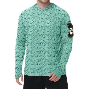 ZITY Men’s Sun Protection Shirts Long Sleeve Rash Guard Hoodie UV UPF 50+ Fishing Running Athletic Sweatshirts(Full Green Tree)