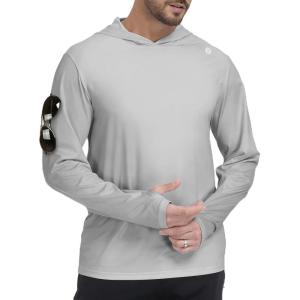 ZITY Men’s Sun Protection Shirts Long Sleeve Rash Guard Hoodie UV UPF 50+ Fishing Running Athletic Sweatshirts(Pure Light Grey)