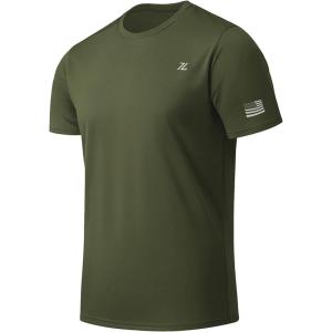 ZITY Men’s Swim Shirt Short Sleeve UPF 50+ Sun Protection Fishing Rash Guard T-Shirts Lightweight Workout Running Shirts(Army Green)