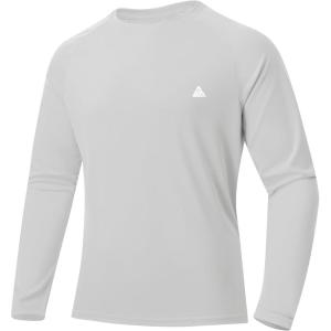 ZITY Men’s UPF 50+ Sun Protection Shirts Long Sleeve Lightweight Rash Guard UV SPF Fishing Hiking Running Workout T-Shirt(Light Grey)
