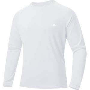 ZITY Men’s UPF 50+ Sun Protection Shirts Long Sleeve Lightweight Rash Guard UV SPF Fishing Hiking Running Workout T-Shirt(White)
