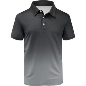 ZITY Polo Shirts for Men Short Sleeve Button Down Collar Gradient Shirts Moisture-Wicking Athletic Men’s Golf Polo Shirt(Bgr)