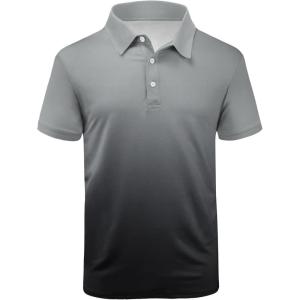 ZITY Polo Shirts for Men Short Sleeve Button Down Collar Gradient Shirts Moisture-Wicking Athletic Men’s Golf Polo Shirt(Grb)