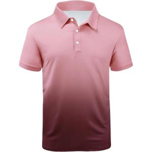 ZITY Polo Shirts for Men Short Sleeve Button Down Collar Gradient Shirts Moisture-Wicking Athletic Men’s Golf Polo Shirt(T03)