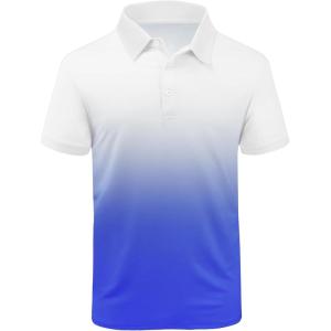 ZITY Polo Shirts for Men Short Sleeve Button Down Collar Gradient Shirts Moisture-Wicking Athletic Men’s Golf Polo Shirt(T04)