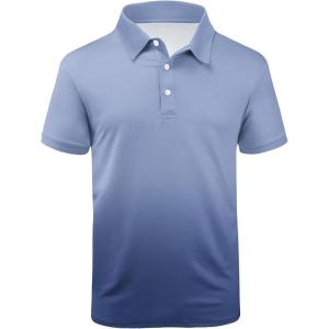 ZITY Polo Shirts for Men Short Sleeve Button Down Collar Gradient Shirts Moisture-Wicking Athletic Men’s Golf Polo Shirt(T06)