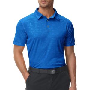 ZITY Polo Shirts for Men Short Sleeve Moisture Wicking Performance Print Pattern Casual Collared Graphic Golf Polo Shirt(Blue)