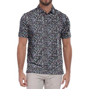 ZITY Select Mens Golf Polo Shirts 50+ UPF Short Sleeve Quick-Dry Performance Print Golf Shirt(Black Bubbles)