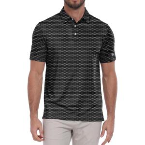 ZITY Select Mens Golf Polo Shirts 50+ UPF Short Sleeve Quick-Dry Performance Print Golf Shirt(Black Star)