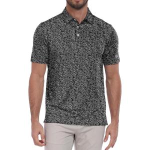 ZITY Select Mens Golf Polo Shirts 50+ UPF Short Sleeve Quick-Dry Performance Print Golf Shirt(Black Waves)