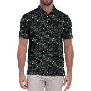 ZITY Select Mens Golf Polo Shirts 50+ UPF Short Sleeve Quick-Dry Performance Print Golf Shirt(Dark Green Pentagon)