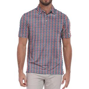 ZITY Select Mens Golf Polo Shirts 50+ UPF Short Sleeve Quick-Dry Performance Print Golf Shirt(Red Blue States)