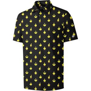 ZITY Select Mens Golf Shirts Short Sleeve Print Performance Polo Moisture Wicking Casual Collared Golf Shirts for Men(Black Duck Gesture)
