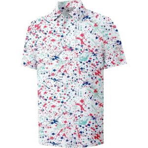 ZITY Select Mens Golf Shirts Short Sleeve Print Performance Polo Moisture Wicking Casual Collared Golf Shirts for Men(Blue Pink Paint)