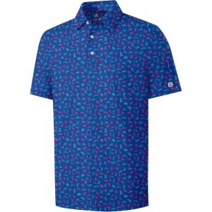 ZITY Select Mens Golf Shirts Short Sleeve Print Performance Polo Moisture Wicking Casual Collared Golf Shirts for Men(Blue Purple Lobster)