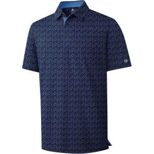 ZITY Select Mens Golf Shirts Short Sleeve Print Performance Polo Moisture Wicking Casual Collared Golf Shirts for Men(Navy Blue Daisy)