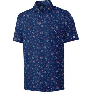 ZITY Select Mens Golf Shirts Short Sleeve Print Performance Polo Moisture Wicking Casual Collared Golf Shirts for Men(Navy Festival Party)