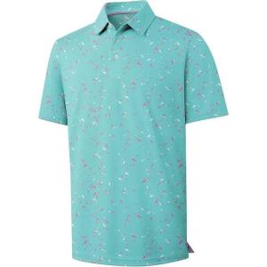 ZITY Select Mens Golf Shirts Short Sleeve Print Performance Polo Moisture Wicking Casual Collared Golf Shirts for Men(Purple Ink Splashes)