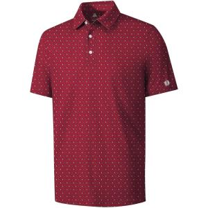 ZITY Select Mens Golf Shirts Short Sleeve Print Performance Polo Moisture Wicking Casual Collared Golf Shirts for Men(Red Parrot)