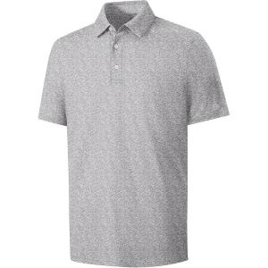 ZITY Select Mens Golf Shirts Short Sleeve Print Performance Polo Moisture Wicking Casual Collared Golf Shirts for Men(White Wave)