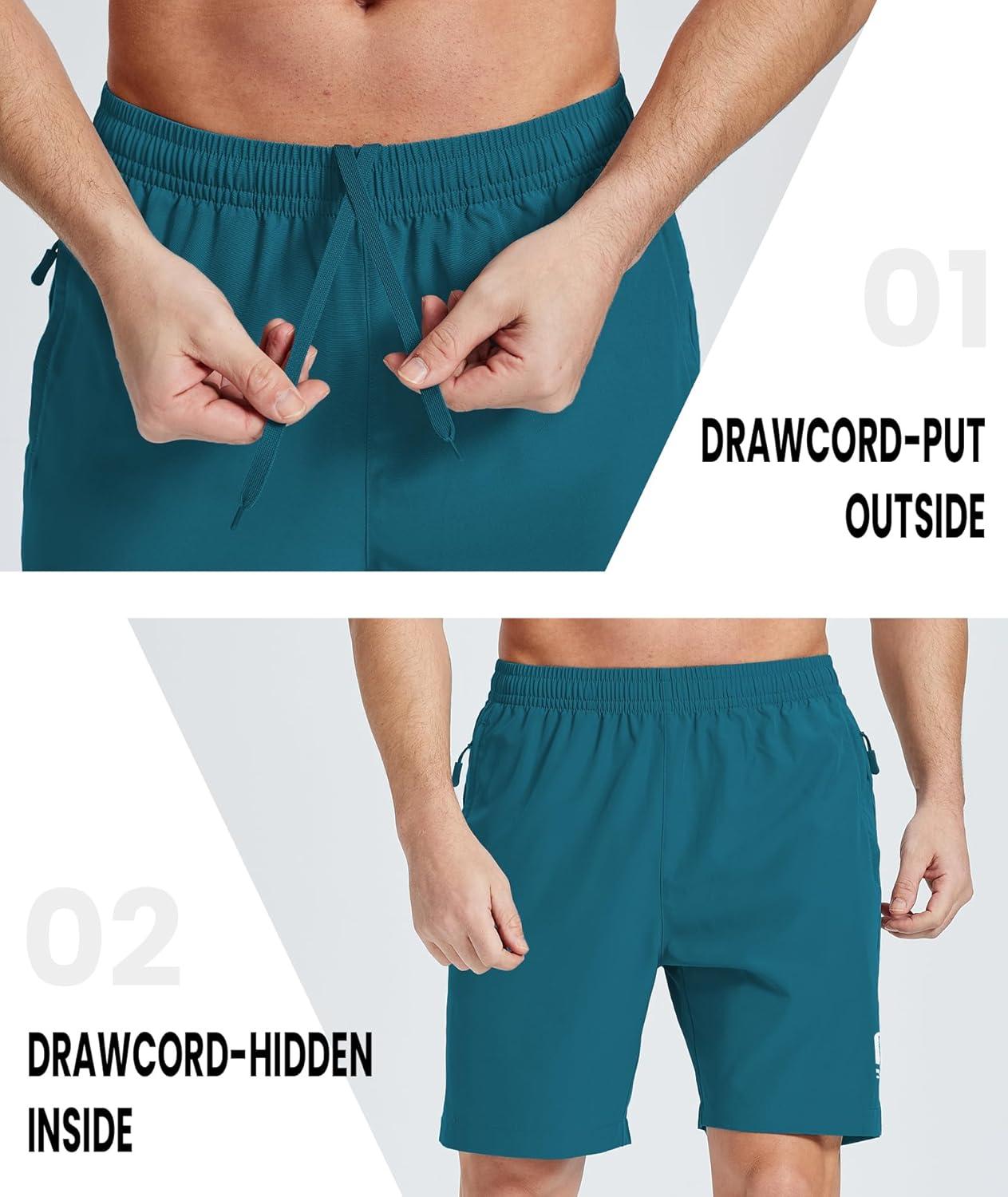 imageZITY Mens Athletic Running Shorts with Zipper Pocket 7 Quick Dry Gym Basketball Workout Sport Tennis Hiking ShortsDusk Teal
