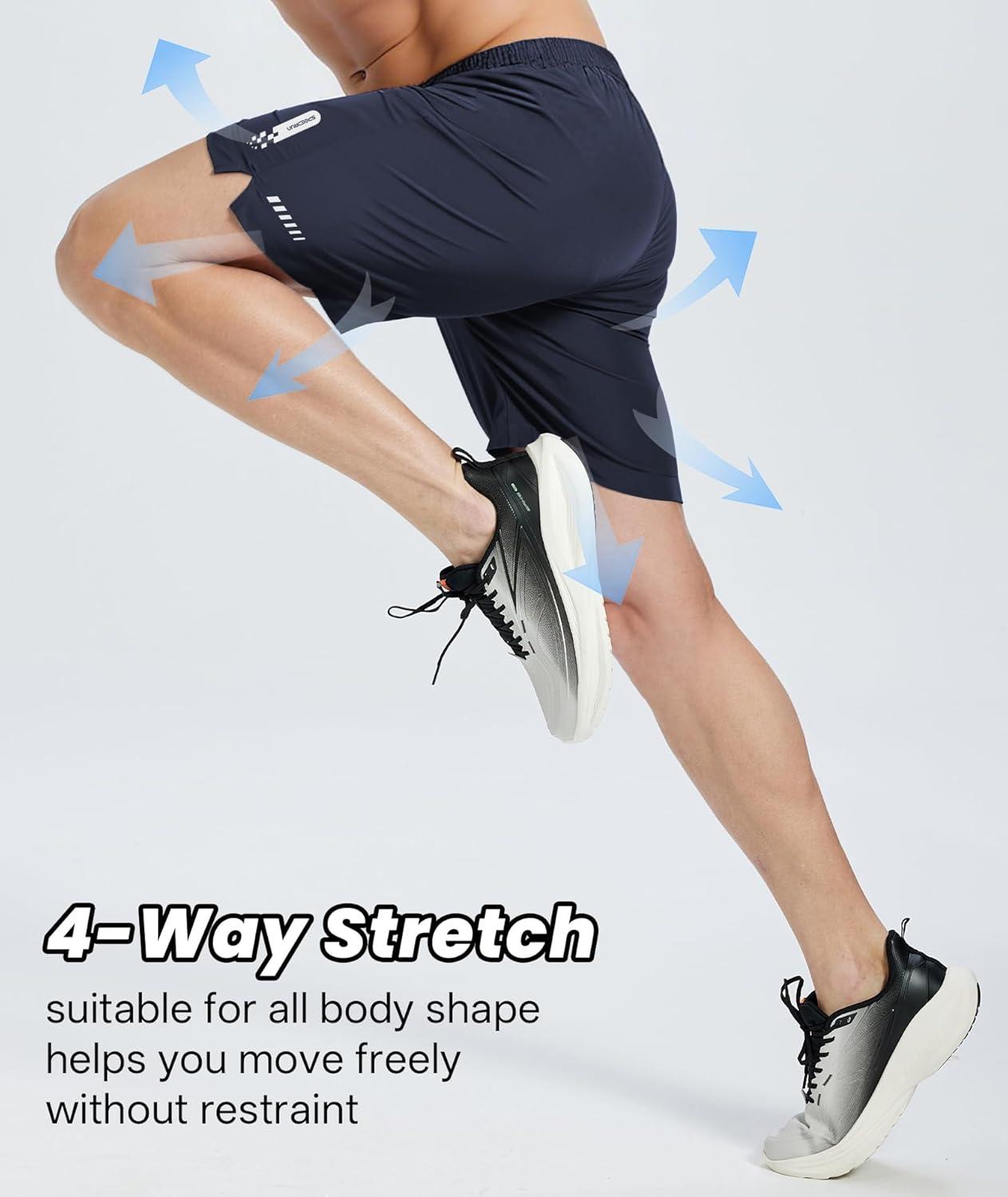 imageZITY Mens Athletic Running Shorts with Zipper Pocket 7 Quick Dry Gym Basketball Workout Sport Tennis Hiking ShortsNavy