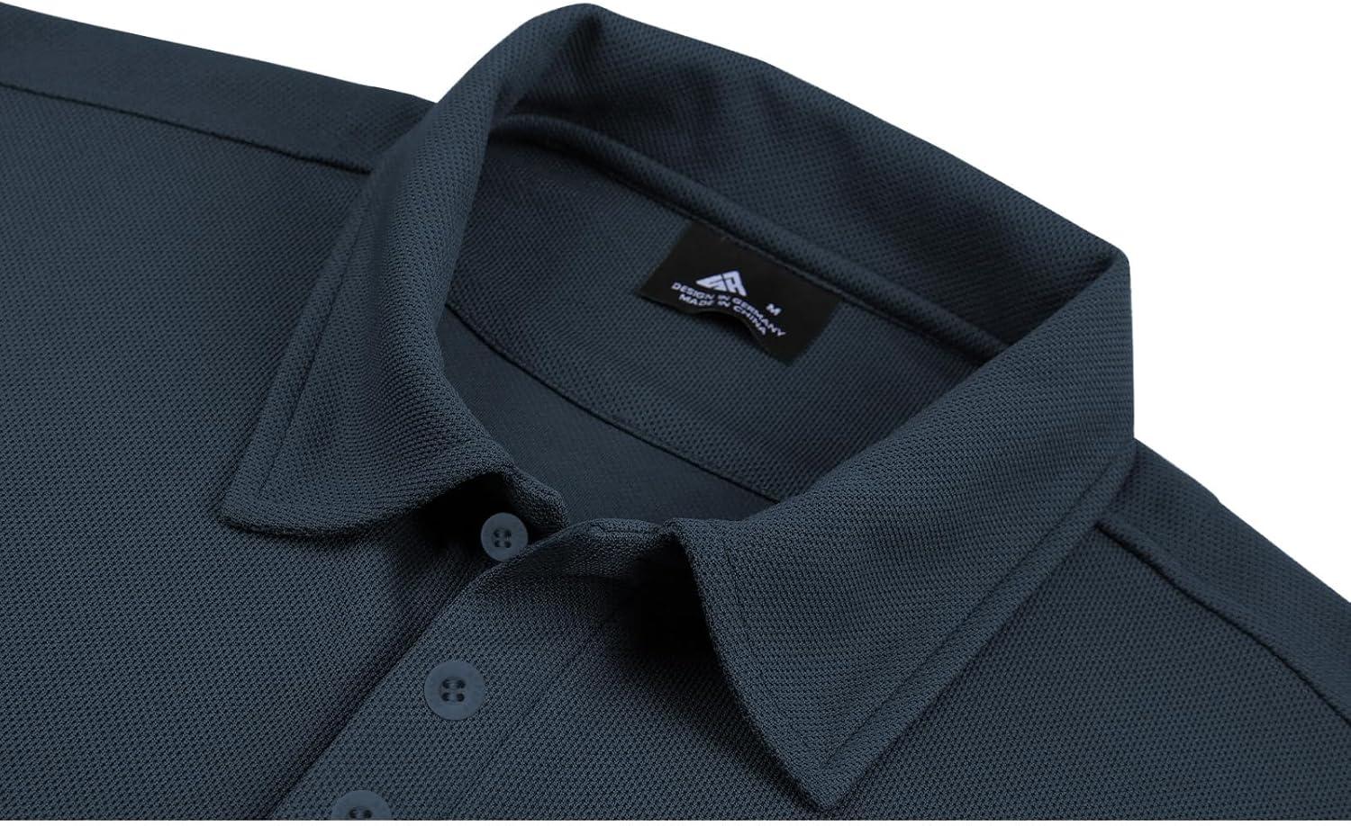 imageZITY Mens Polo Shirts Lightweight Moisture Wicking Long Sleeve Button Down Tactical Golf Performance Casual Shirts Work TeeGray