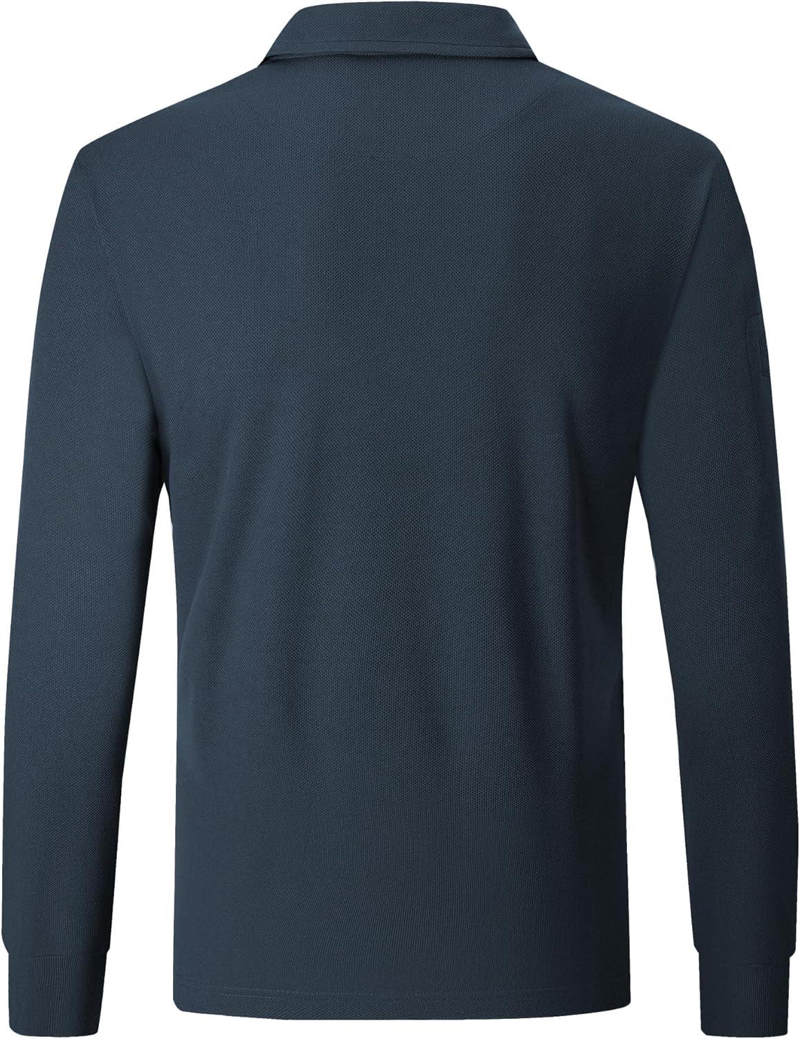 imageZITY Mens Polo Shirts Lightweight Moisture Wicking Long Sleeve Button Down Tactical Golf Performance Casual Shirts Work TeeGray