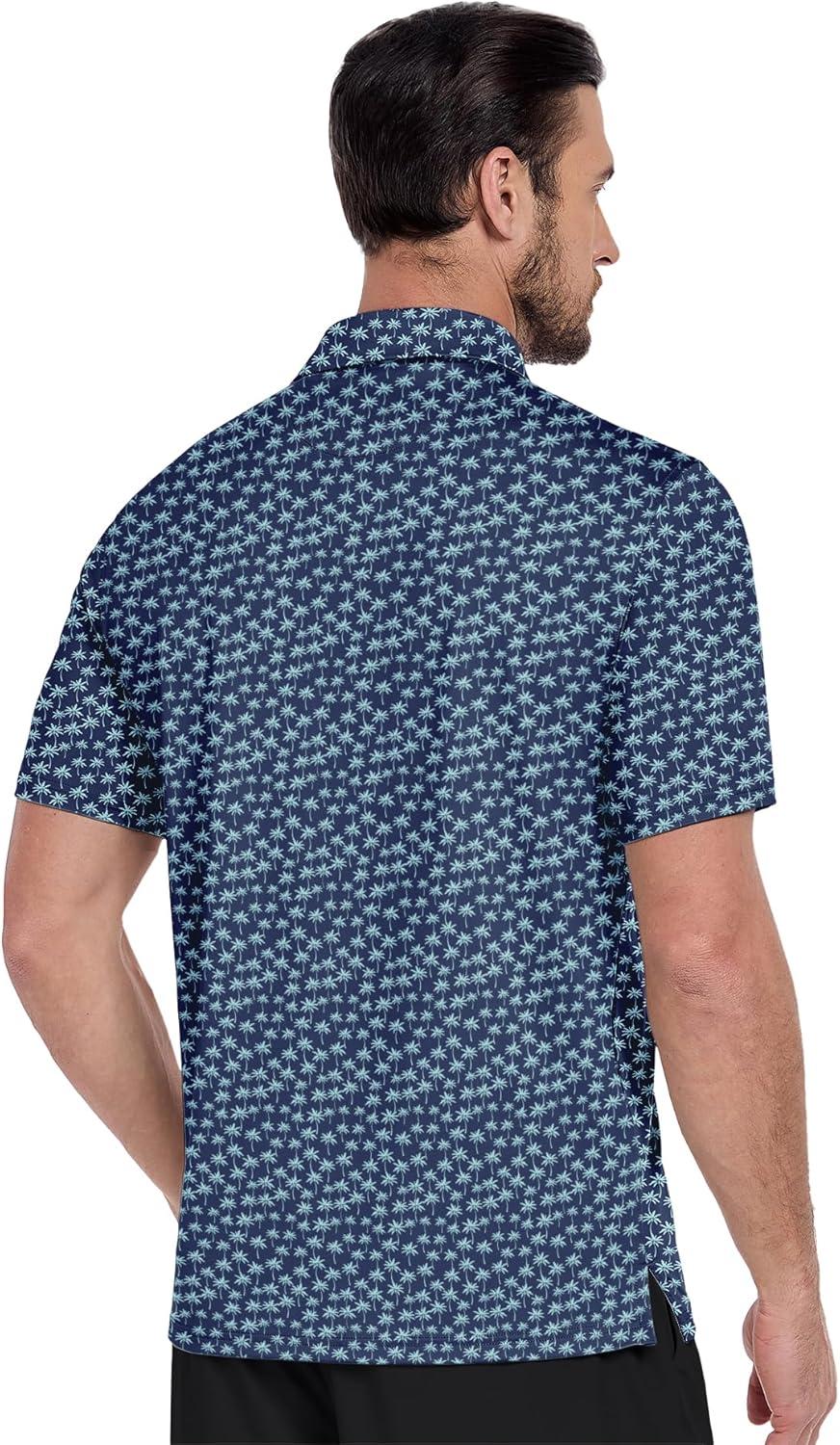 imageZITY Mens Print Polo Shirts Short Sleeve Moisture Wicking Shirts for Men Golf Tennis Daily Casual Collared TShirtA Tibetan Palm Tree