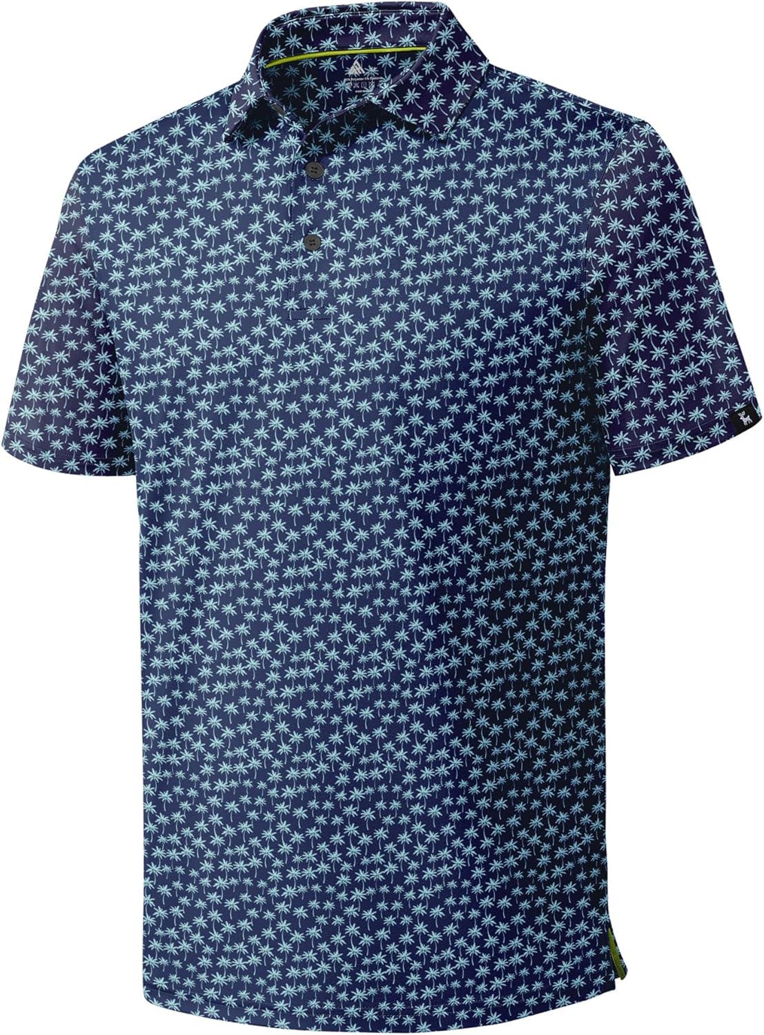 imageZITY Mens Print Polo Shirts Short Sleeve Moisture Wicking Shirts for Men Golf Tennis Daily Casual Collared TShirtA Tibetan Palm Tree