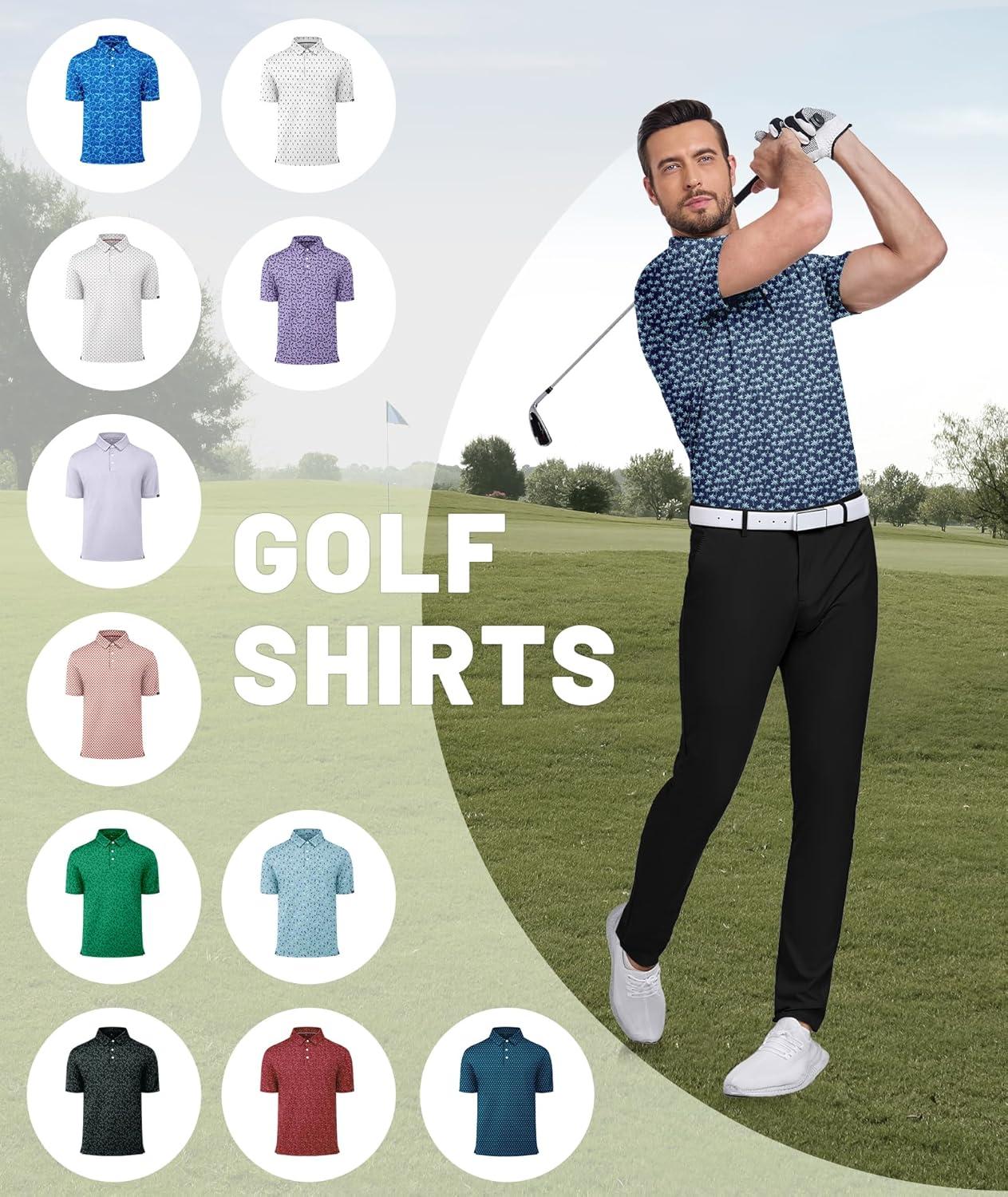 imageZITY Mens Print Polo Shirts Short Sleeve Moisture Wicking Shirts for Men Golf Tennis Daily Casual Collared TShirtA Tibetan Palm Tree