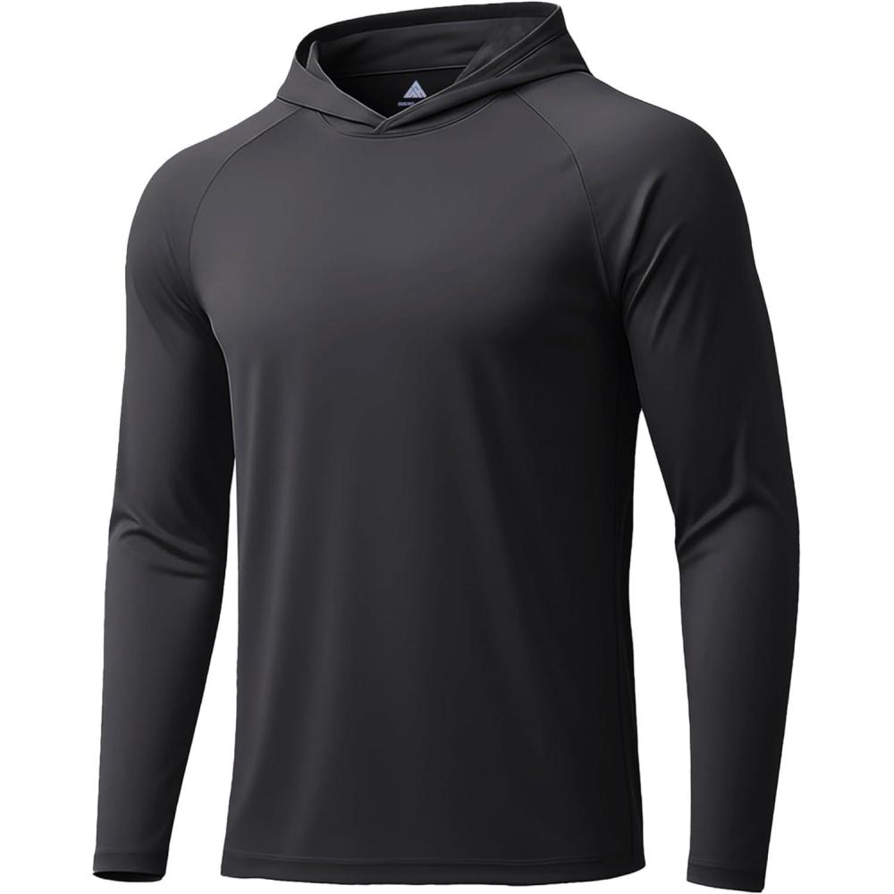 imageZITY 3 Pack Mens Sun Protection Hoodie Shirt Fishing Shirts for Men UPF 50 Long Sleeve Shirt Lightweight Rash GuardBlack