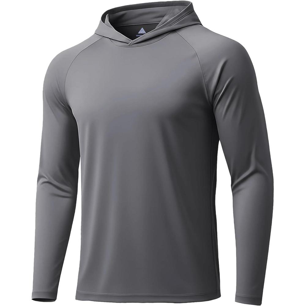 imageZITY 3 Pack Mens Sun Protection Hoodie Shirt Fishing Shirts for Men UPF 50 Long Sleeve Shirt Lightweight Rash GuardDark Grey