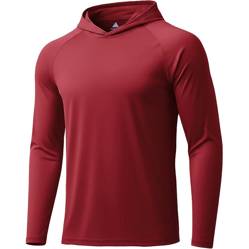 imageZITY 3 Pack Mens Sun Protection Hoodie Shirt Fishing Shirts for Men UPF 50 Long Sleeve Shirt Lightweight Rash GuardDark Red