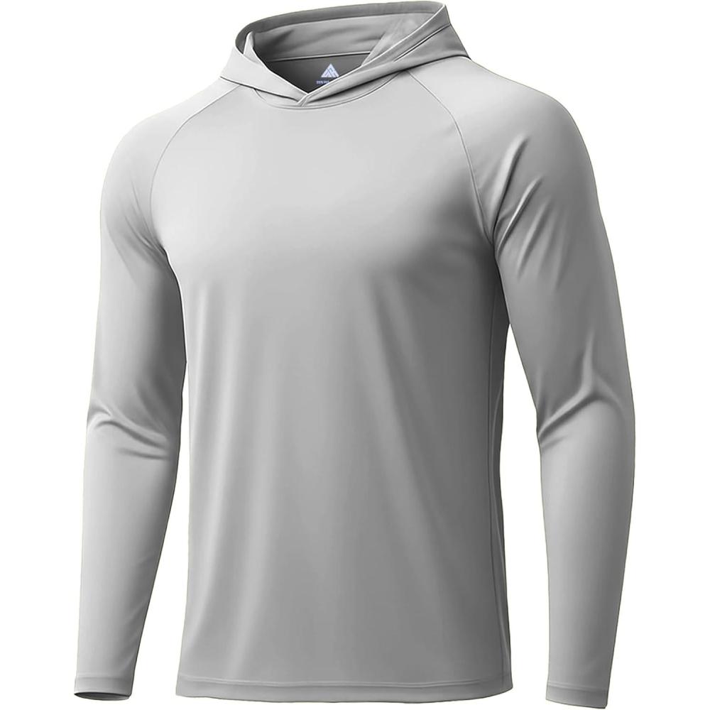 imageZITY 3 Pack Mens Sun Protection Hoodie Shirt Fishing Shirts for Men UPF 50 Long Sleeve Shirt Lightweight Rash GuardLight Grey