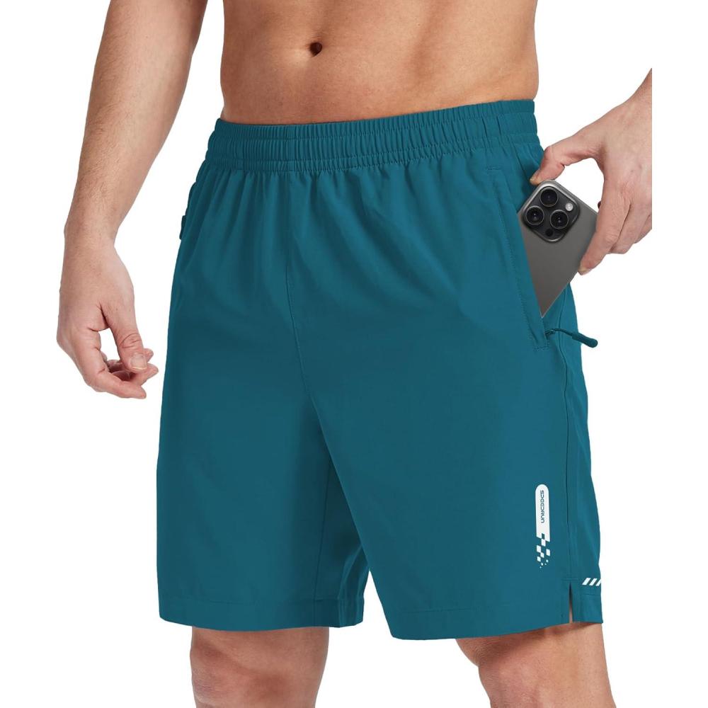 imageZITY Mens Athletic Running Shorts with Zipper Pocket 7 Quick Dry Gym Basketball Workout Sport Tennis Hiking ShortsDusk Teal
