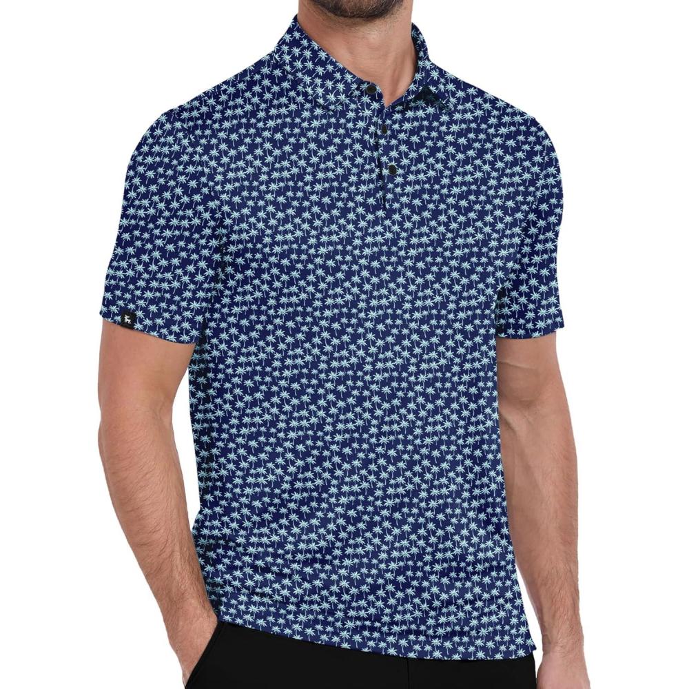 imageZITY Mens Print Polo Shirts Short Sleeve Moisture Wicking Shirts for Men Golf Tennis Daily Casual Collared TShirtA Tibetan Palm Tree