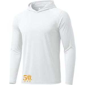ZITY 3 Pack Men’s Sun Protection Hoodie Shirt Fishing Shirts for Men UPF 50+ Long Sleeve Shirt Lightweight Rash Guard(White)