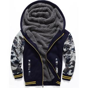ZITY Boys Zip Up Hoodie Fleece Jacket Kids Sherpa Lined Sweatshirts Outerwear Unisex Warm Winter Coat 6-15 Years Old(Camoblue)