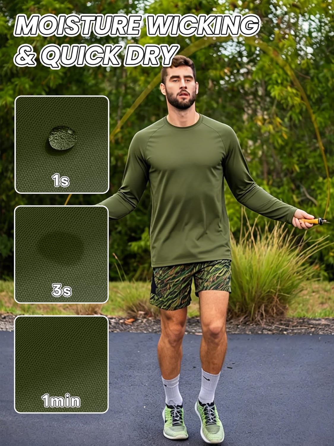 imageZITY 3 Pack Long Sleeve Shirts for Men UPF 50 Sun Protection Crew Neck TShirt Rash Guard for Hiking Running Swimming3packarmy GreenWine RedDark Gray