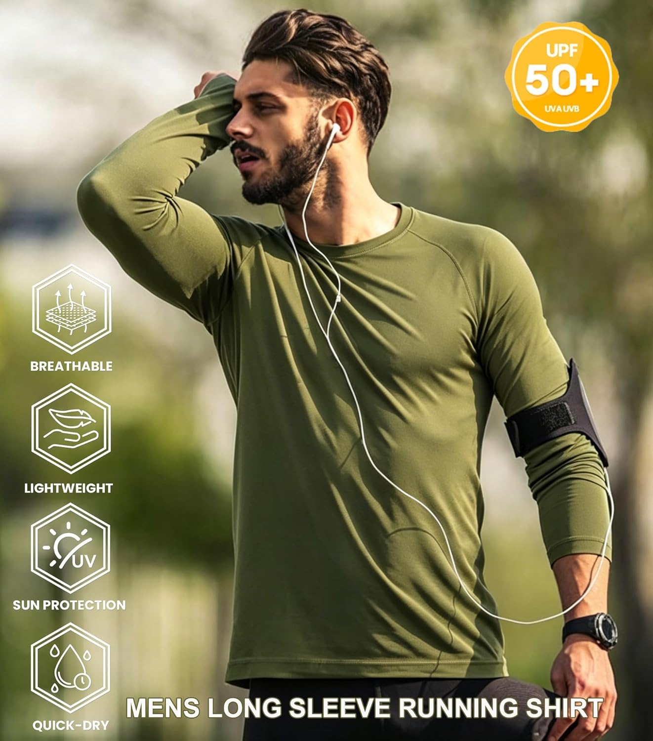 imageZITY 3 Pack Long Sleeve Shirts for Men UPF 50 Sun Protection Crew Neck TShirt Rash Guard for Hiking Running Swimming3packarmy GreenWine RedDark Gray