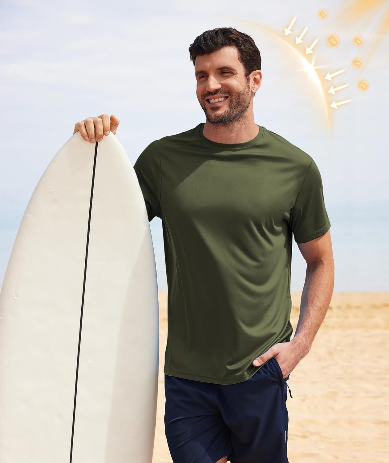 imageZITY 3 Pack T Shirts for Men UPF 50 Workout Swim Shirt Fast Dry Moisture Wicking Athletic TShirts for Running Gym3 Packburgundy Olive Night Dark Gray