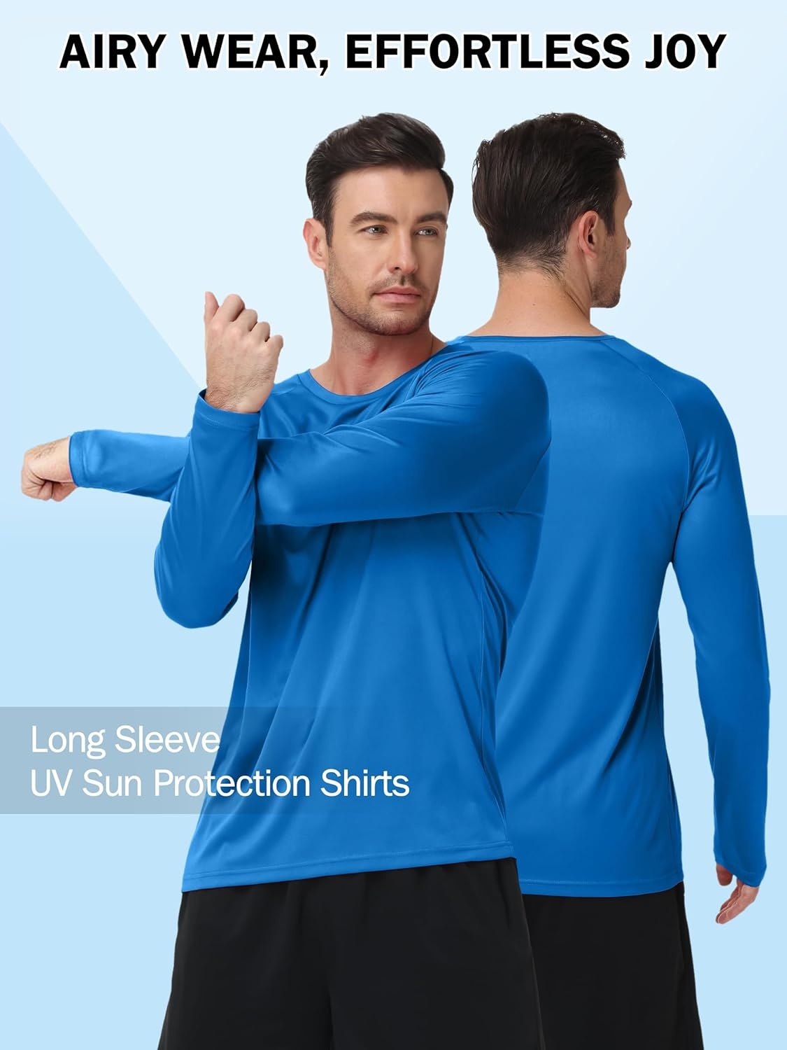 imageZITY 5 Pack Long Sleeve Shirts for Men UPF 50 UV Sun Protection Athletic Shirts for Fishing Running Workout Rash GuardCeruleanLight GrayDark BlueBlackDark Gray