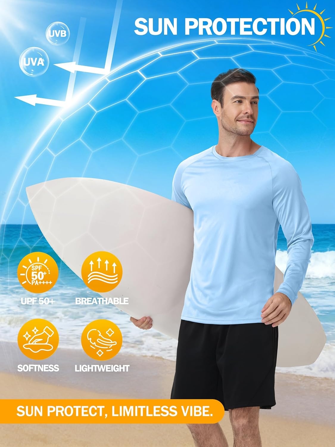 imageZITY 5 Pack Long Sleeve Shirts for Men UPF 50 UV Sun Protection Athletic Shirts for Fishing Running Workout Rash GuardLight BlueWhiteLight GrayCeruleanDark Gray