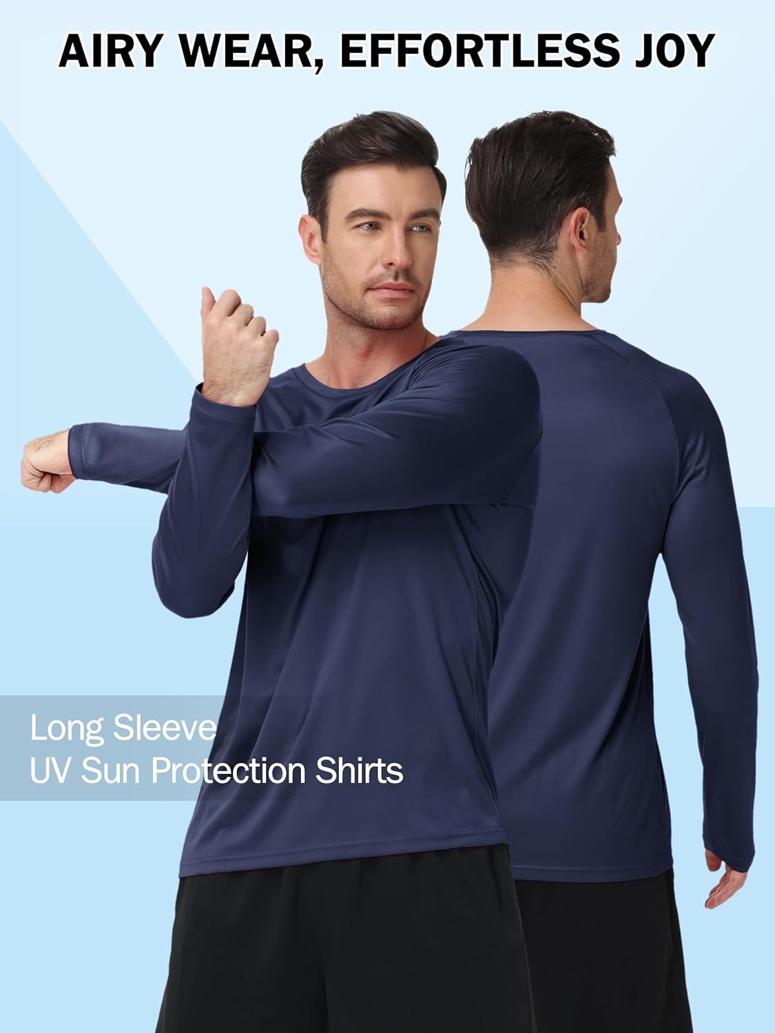 imageZITY 5 Pack Long Sleeve Shirts for Men UPF 50 UV Sun Protection Athletic Shirts for Fishing Running Workout Rash GuardLight BlueWhiteLight GrayDark BlueBlack